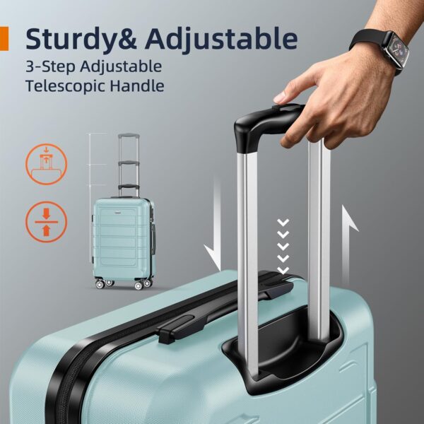 SHOWKOO Luggage Sets Expandable PC+ABS Durable Suitcase Double Wheels TSA Lock Mint Green - Image 4