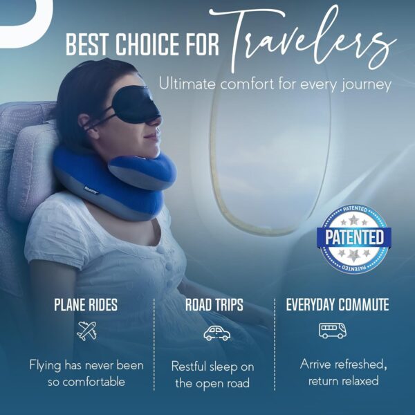 BCOZZY Neck Pillow for Travel Provides Double Support to The Head, Neck, and Chin in Any Sleeping Position on Flights, Car, and at Home, Comfortable Airplane Travel Pillow, Large, Navy - Image 5