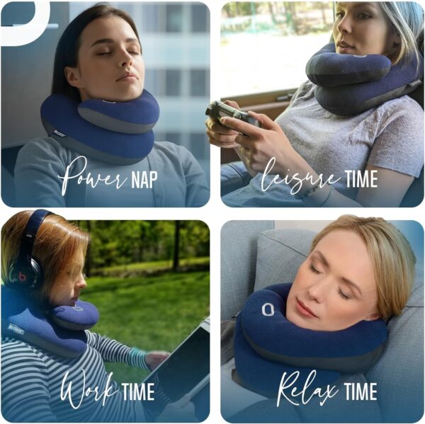 BCOZZY Neck Pillow for Travel Provides Double Support to The Head, Neck, and Chin in Any Sleeping Position on Flights, Car, and at Home, Comfortable Airplane Travel Pillow, Large, Navy - Image 4